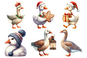 Christmas Geese Clipart, an Illustration by Pixels.Craft (Thumbnail 2 of 7)