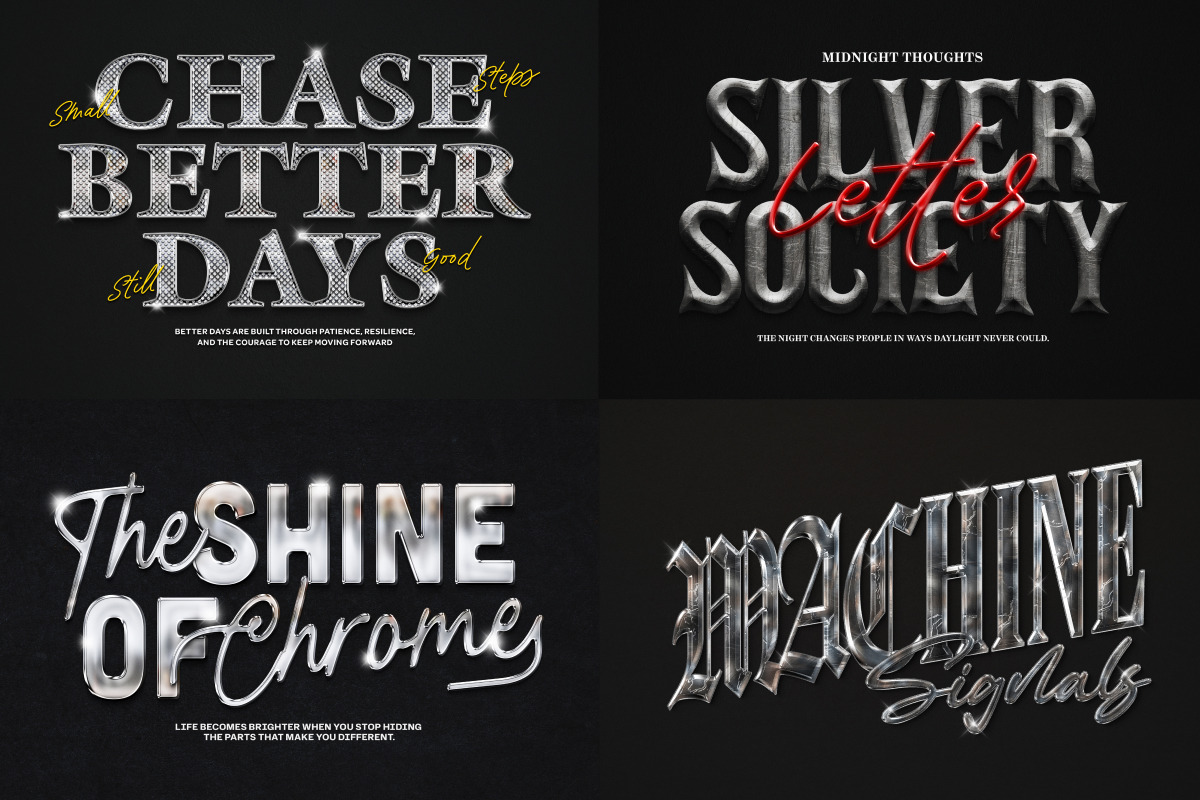 Silver Chrome Typography Text Effect, a Layer Style Add-On by Matsero (Photo 3 of 4)