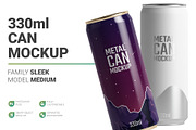 330ml Sleek Can Mockup, a Packaging Mockup by AY Mock-Ups (Thumbnail 1 of 9)