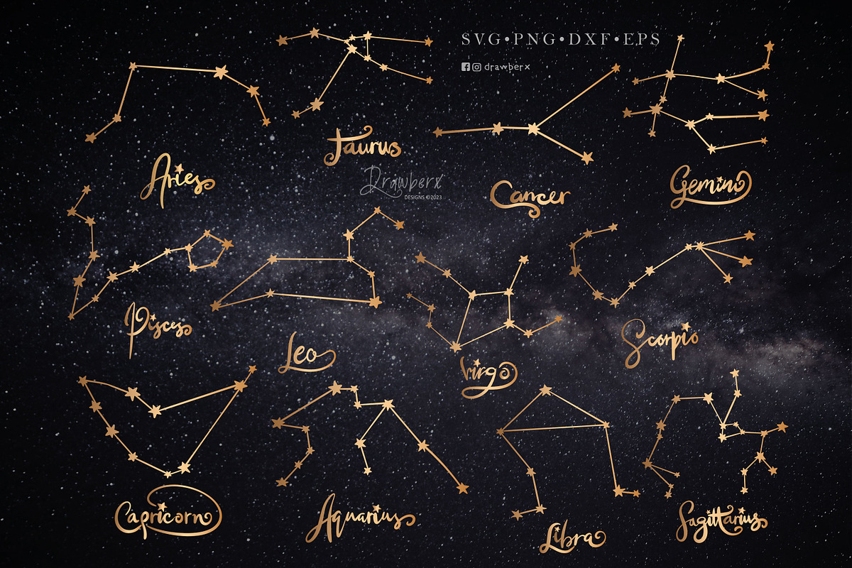 Zodiac Stars Constellation Svg 073, a Graphic by Drawberx (Photo 1 of 9)
