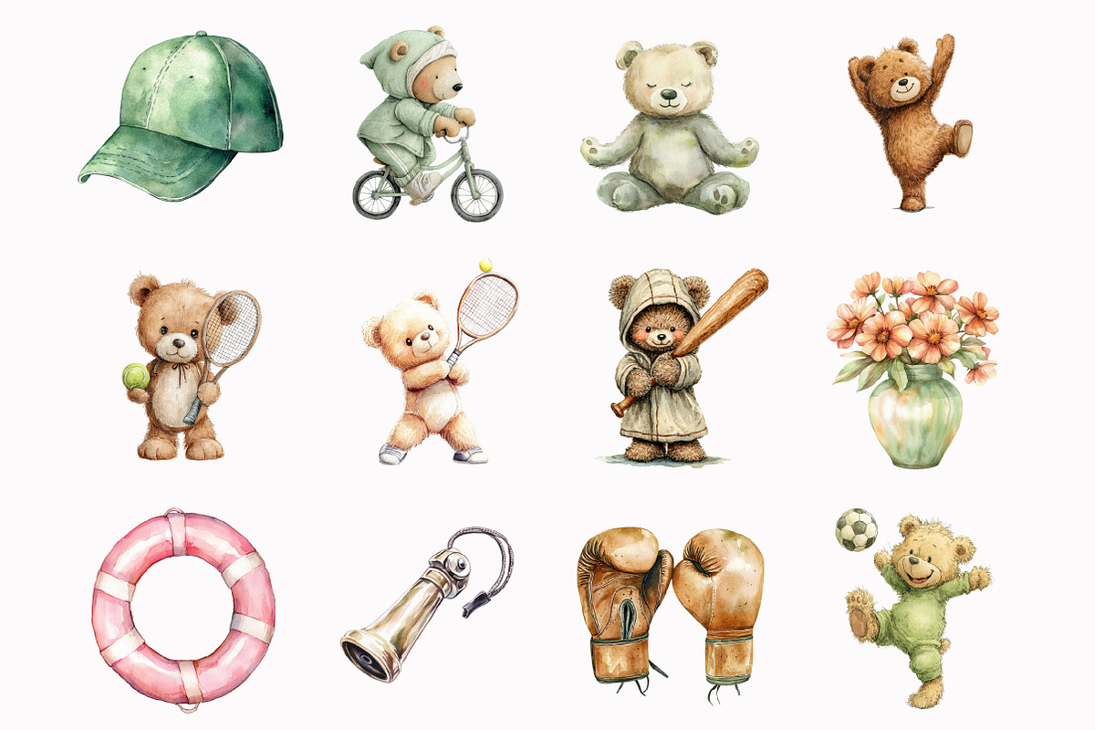 Teddy Bear Sports Clipart, an Illustration by Design Market (Photo 3 of 5)