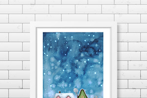 Watercolor Holiday.Christmas Clipart