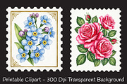 Floral Postage Stamp Clipart, an Illustration by RobertsArt (Thumbnail 4 of 5)