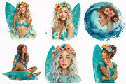 Aloha Surfing Girl Clipart, an Illustration by DreamArtGraphic (Thumbnail 6 of 8)