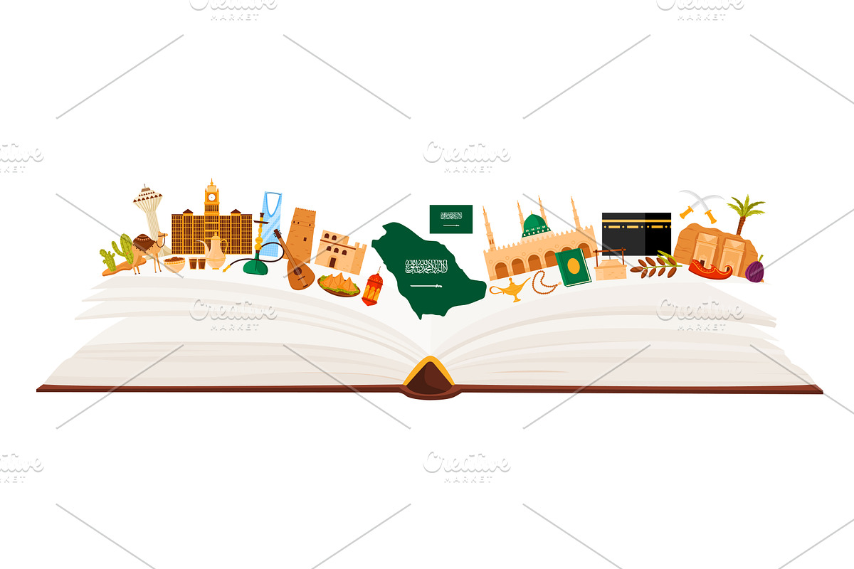 Saudi Arabia culture elements and, an Object Illustration by Flashvector