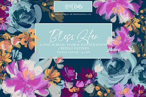 Colorful Acrylic Flower Set, a Decorative Illustration by Britt Mills