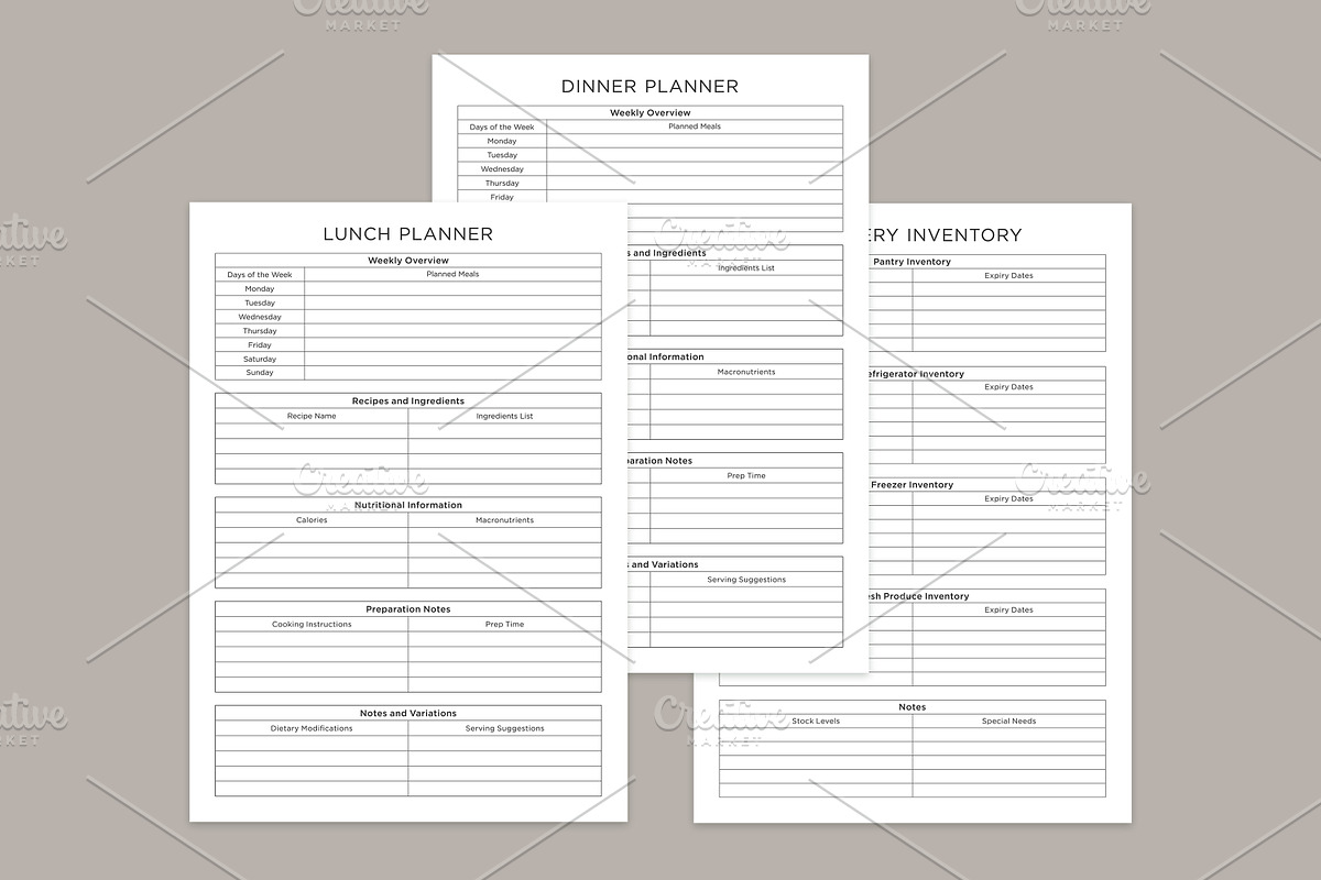 Meal Planning Pages Set V-01, a Stationery Template by shahsoft (Photo 3 of 3)