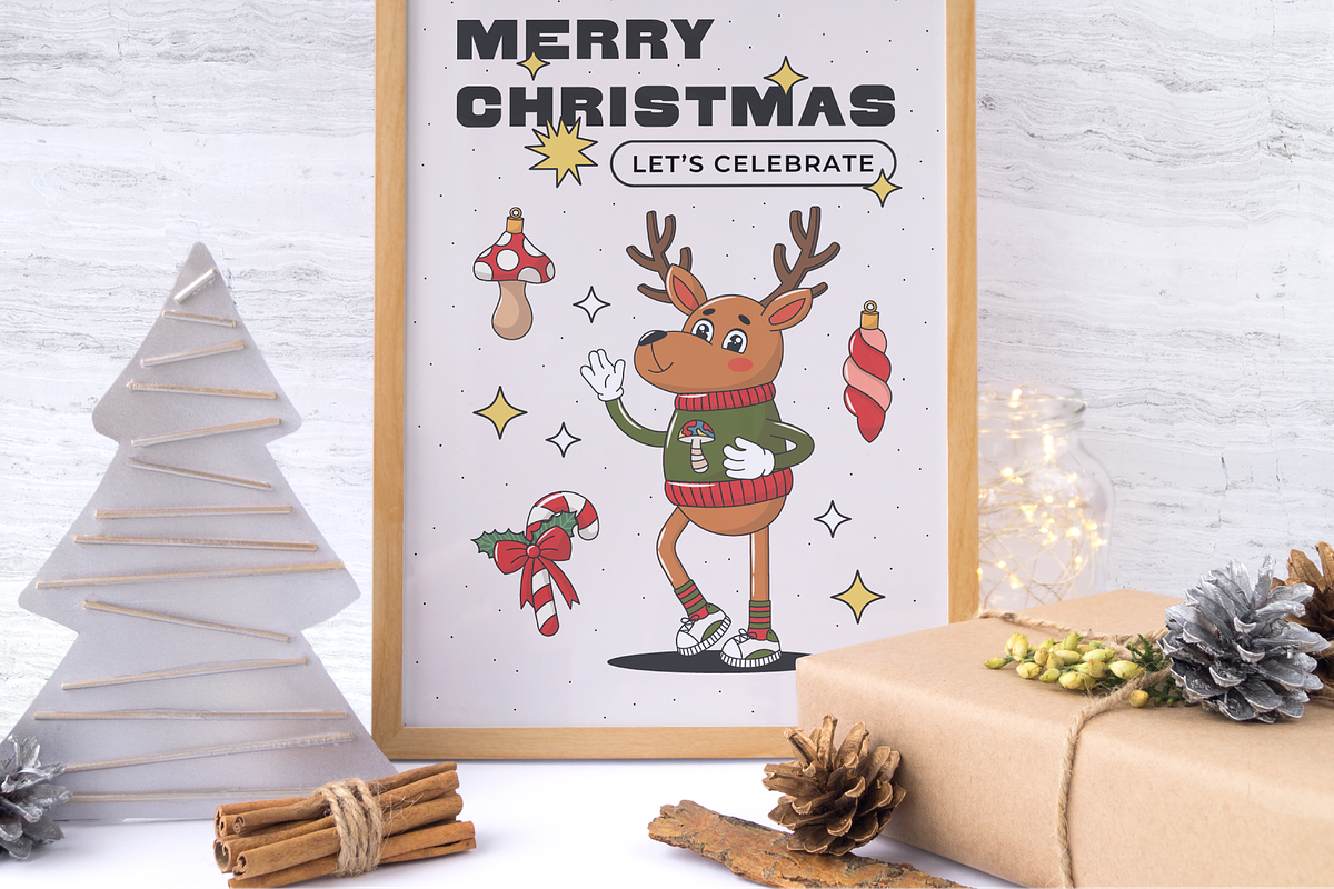 Retro Groovy Merry Christmas, an Object Graphic by semenova.sense (Photo 10 of 17)
