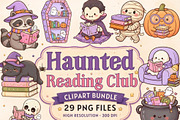 Haunted Reading Club Clipart Bundle, a Seasonal Illustration by Tanya Kart (Thumbnail 1 of 10)