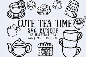 Cute Tea Time SVG Illustrations