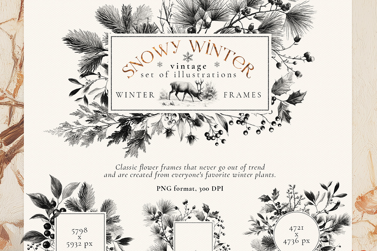 Snowy Winter - vintage illustrations, a Seasonal Illustration by Pamyatka Shop (Photo 10 of 17)