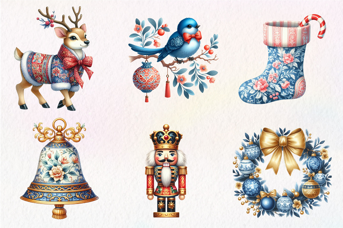 Christmas Chinoiserie Sublimation, an Illustration by CreationArt (Photo 3 of 5)