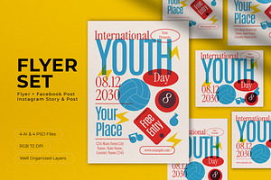 Colorful Risograph Youth Day Flyer, a Flyer Template by graphicook