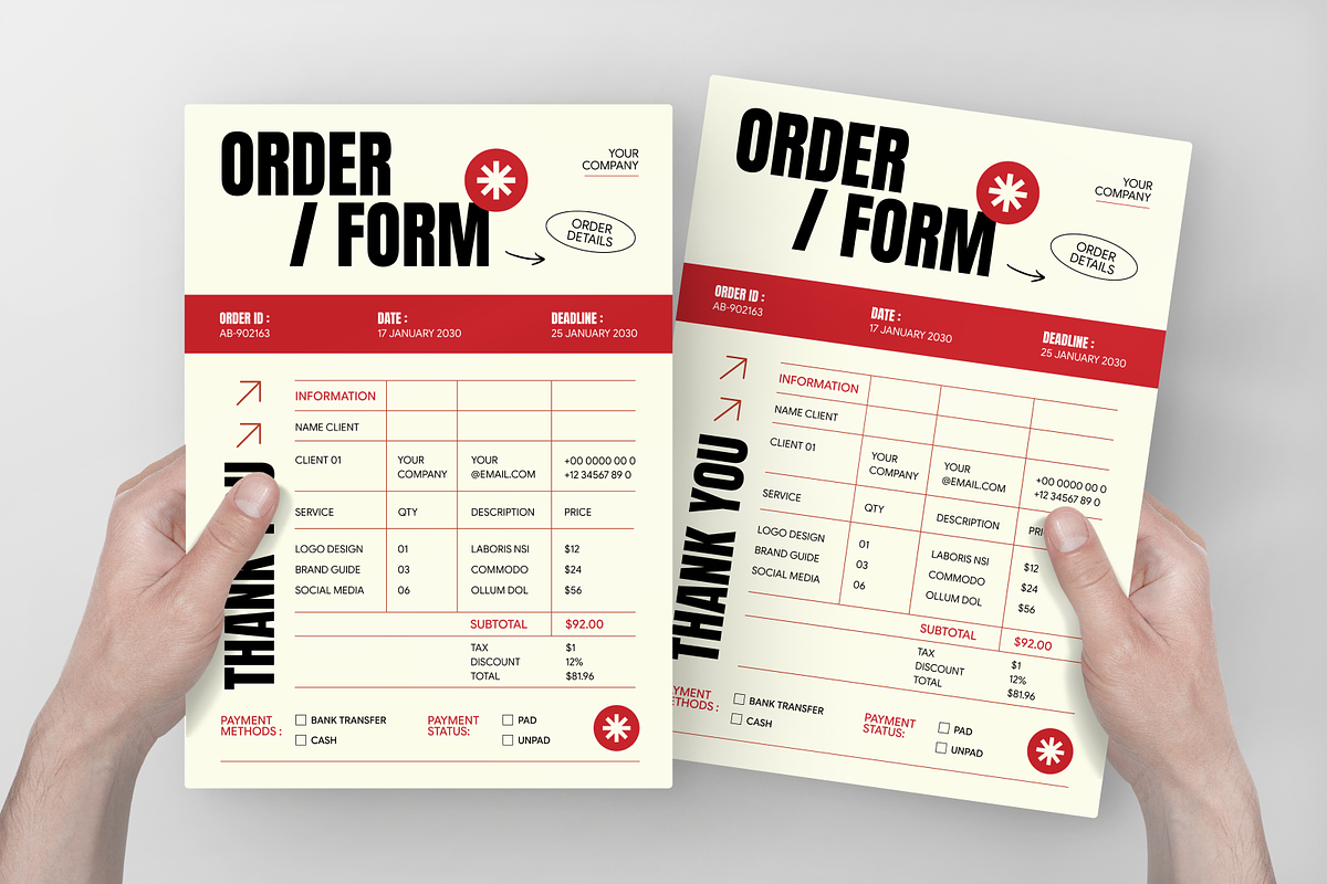 Cream Red Modern Purchase Order Form, a Flyer Template by Annora Studio (Photo 3 of 6)