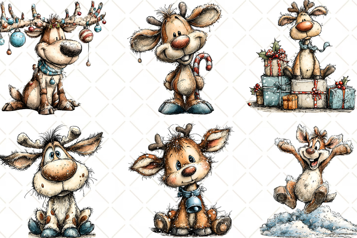 Quirky Reindeer Clipart, an Illustration by Black Bird Studio (Photo 3 of 5)