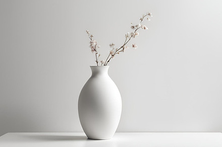 White vase on white table floral, an Architecture Photo by ComfortQ