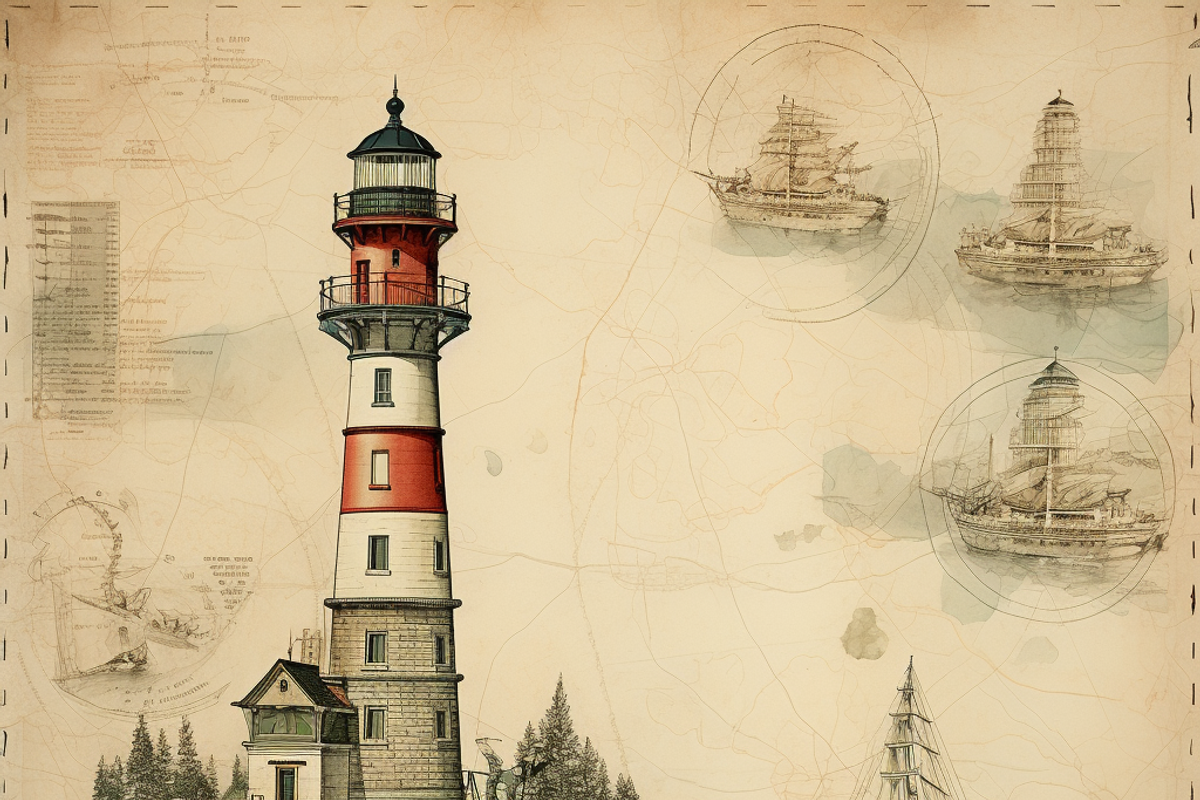 Vintage Lighthouse, a Background Graphic by Printable Treasure (Photo 5 of 7)