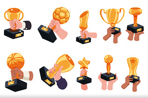 Hand With Trophy & Award Set, a Templates & Theme by studiogstock