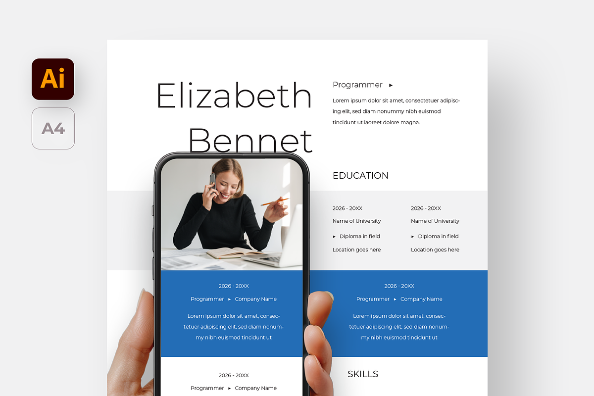 Creative CV with Smartphone Mockup, a Resume Template by Filip Studio (Photo 2 of 5)