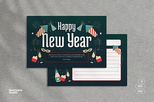 Green New Year Greeting Card, a Card Template by Neermana