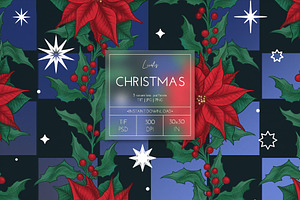 Vintage Christmas Poinsettia Pattern