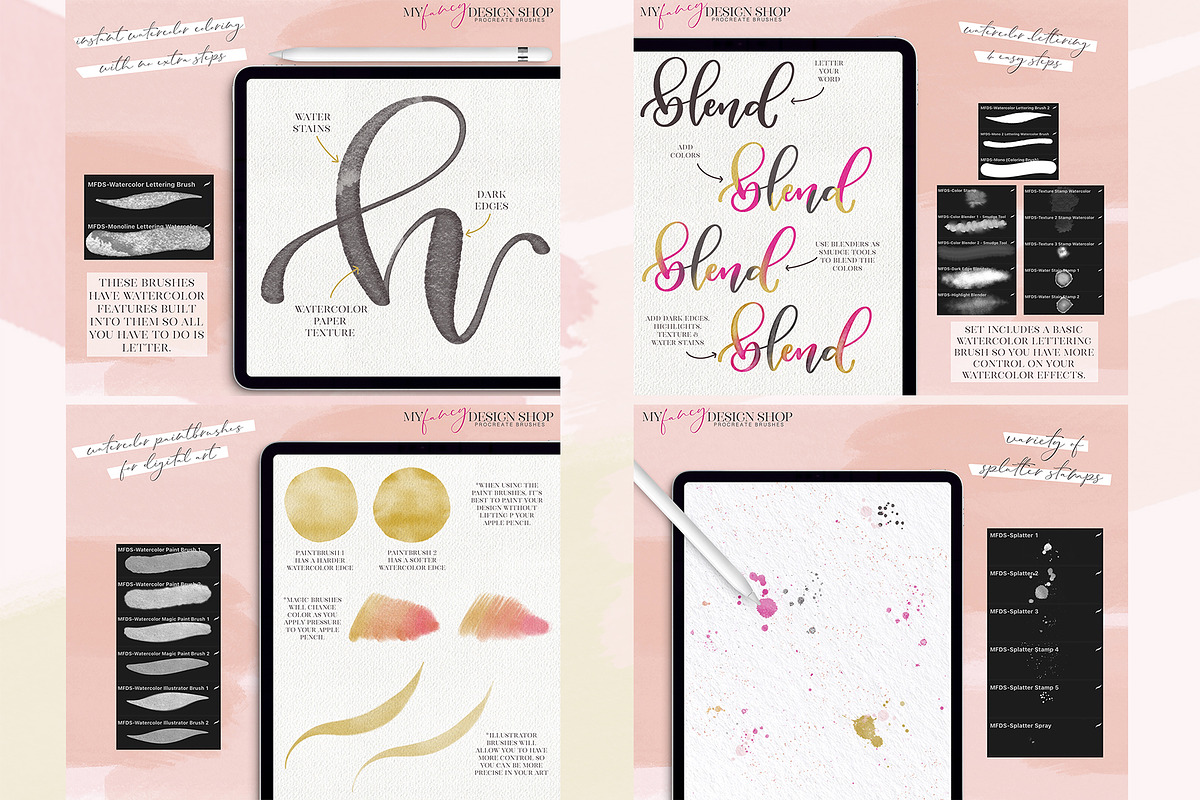 Procreate Watercolor Brush Bundle, a Brush Add-On by My Fancy Design Shop (Photo 2 of 8)