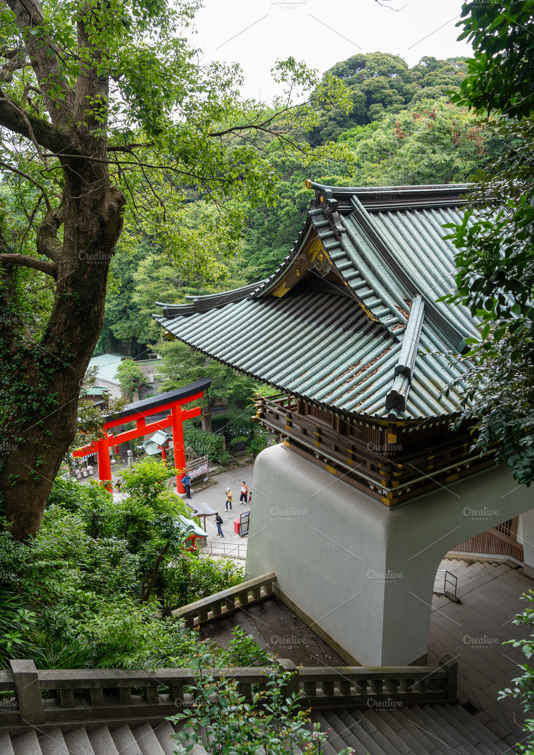 Red torii gate of Enoshima-jinja shrine in Japan, an Architecture Photo by GoodGoods