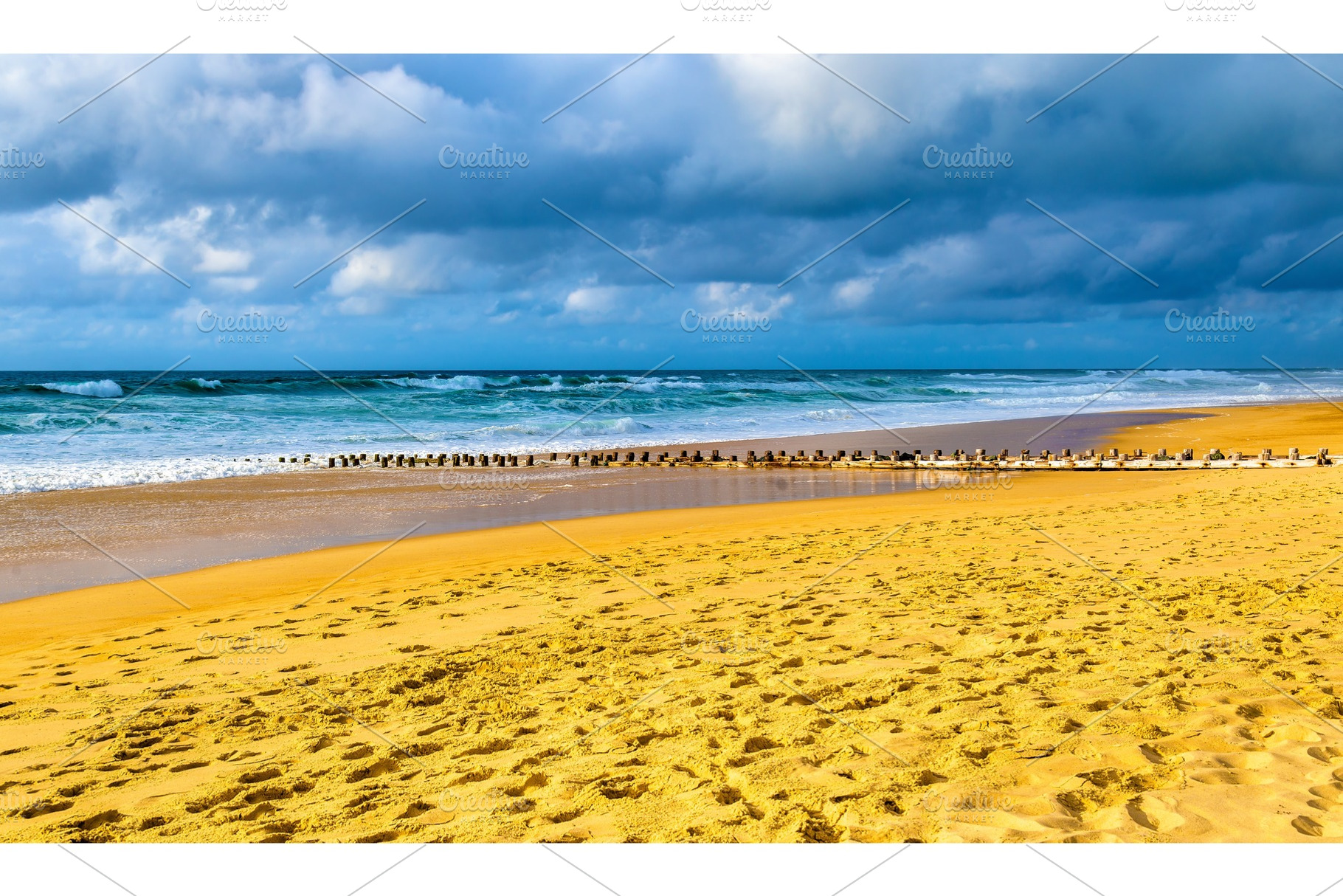 Beach on the atlantic ocean near seignosse france stock photo containing, a Nature Photo by Leonid Andronov