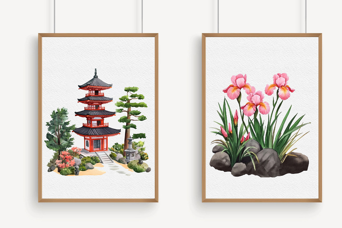 Japanese Garden Watercolor Clipart, an Illustration by Libby Wishes (Photo 4 of 7)
