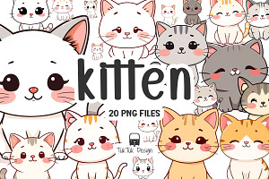 Cute kitten, cat kawaii style png, an Illustration by TukTuk Design