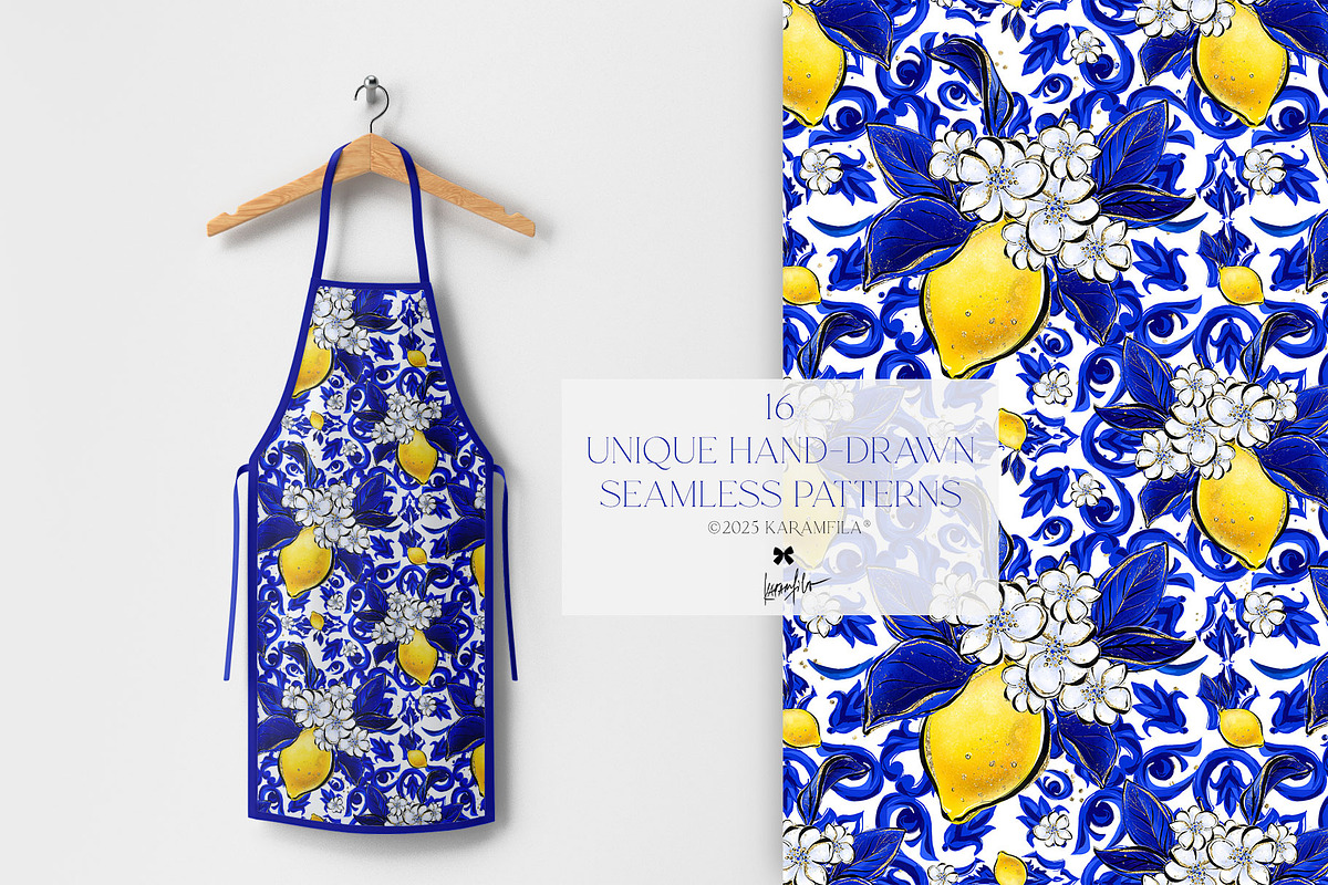 Amalfi Lemons & Mediterranean Tiles, a Pattern Graphic by KaramfilaS (Photo 10 of 23)