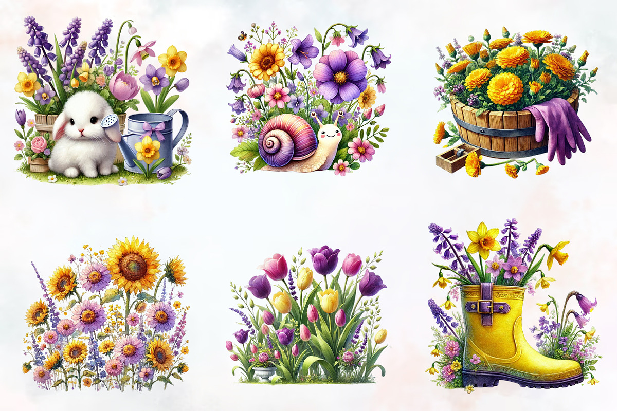 Spring garden sublimation clipart, an Illustration by RobertsArt (Photo 3 of 7)