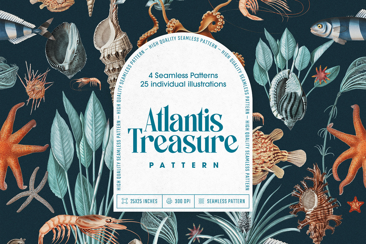 Atlantis Treasure Seamless Pattern, a Pattern Graphic by PrintyleStudio (Photo 1 of 11)