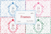 Frames Bundle Hand-Drawn Watercolor, an Object Graphic by Solo Art Original (Thumbnail 1 of 11)