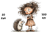 Whimsical Floral Girl & Hedgehog, an Animal Illustration by GiraffeCreative (Thumbnail 7 of 20)