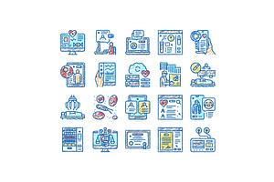 Telehealth Medicine Treatment Icons, an Object Illustration by pikepicture