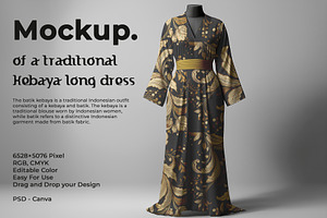 Traditional Kebaya Long Dress Mockup