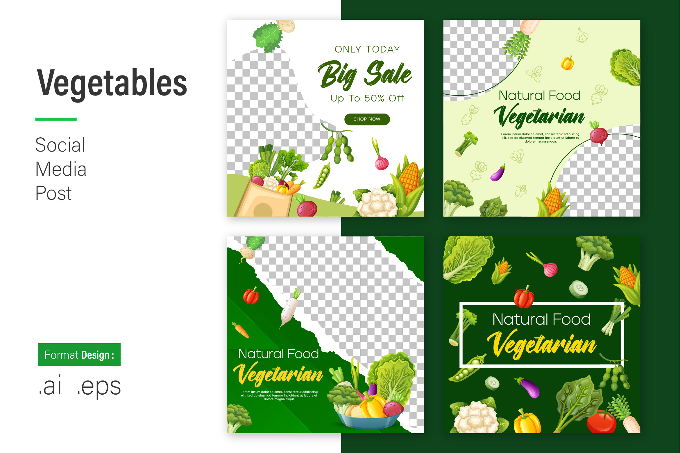 Vegetables Social Media Post Design, a Social Media Template by shin_std