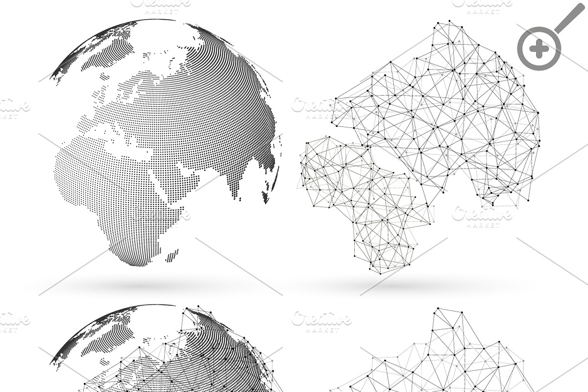 3D dotted world globes on white, a Decorative Illustration by VectorShop (Photo 2 of 9)