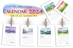 Watercolor Calendar 2024