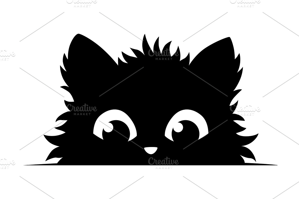 Black cat peeking out window, an Animal Illustration by Things for designers