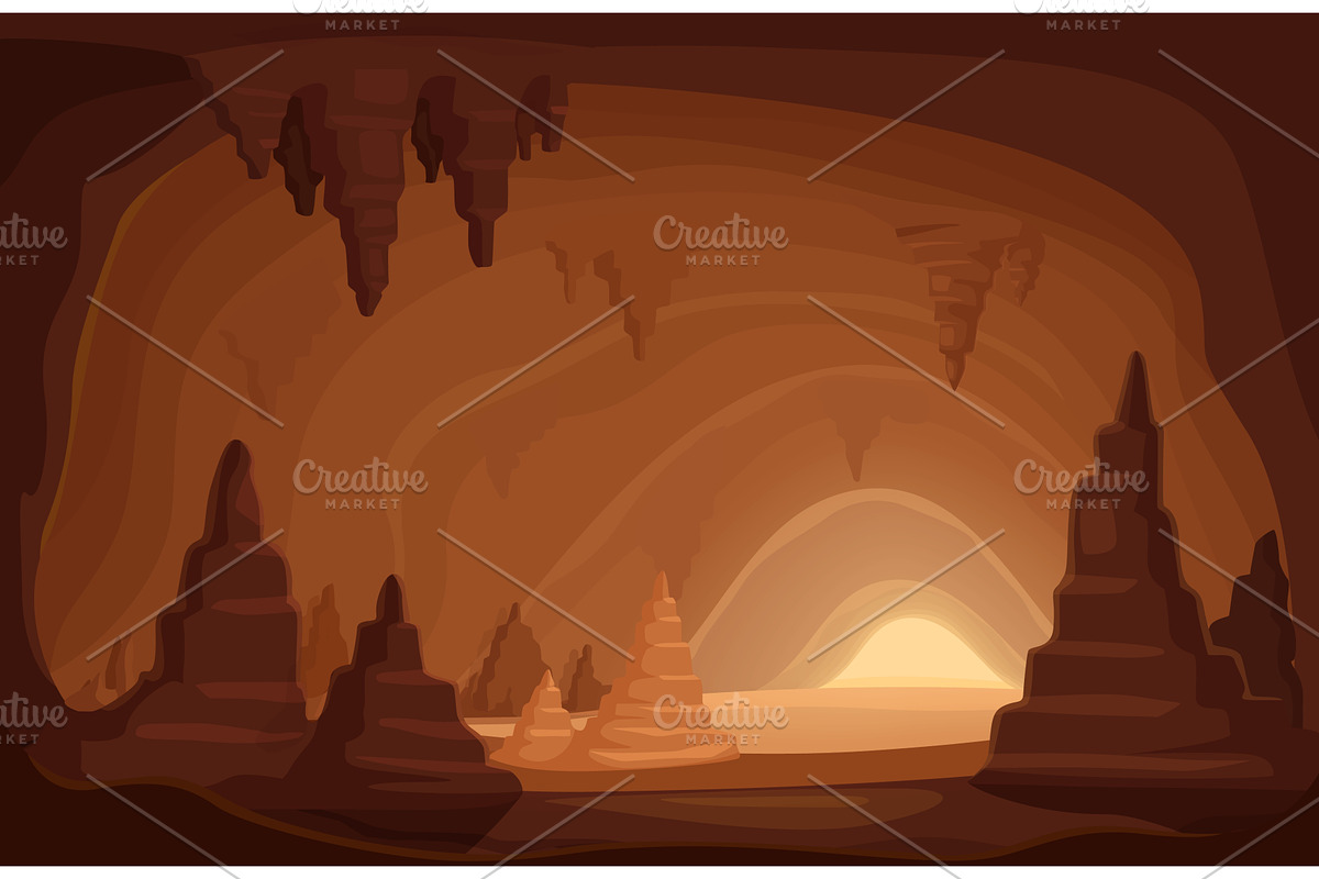 Underground stalactites cave, an Illustration by Valerie Bodnar