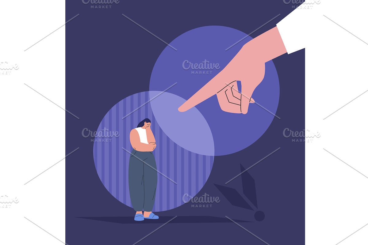 Guilt concept. Sad female character, a Person Illustration by Valerie Bodnar