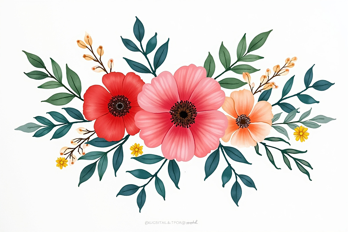 Elegant floral bouquet watercolor, an Illustration by Amazin_art (Photo 4 of 5)