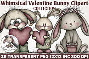 Whimsical Valentine Bunny Clipart, an Illustration by RobertsArt (Thumbnail 1 of 7)