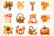 Autumn Leaves & Harvest Clipart, an Illustration by DreamCafeArt (Thumbnail 3 of 5)