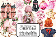 Chic Neon Pink Christmas Clipart, an Illustration by Libby Wishes (Thumbnail 1 of 7)