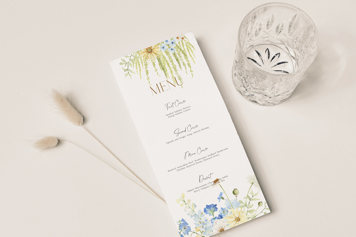 Watercolor Clipart-Blue Cream Floral, a Decorative Illustration by Beigetime (Photo 10 of 16)