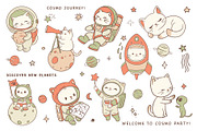 Kawaii Space Cats Bundle, an Animal Illustration by Mariia Kovalchuk (Thumbnail 2 of 17)