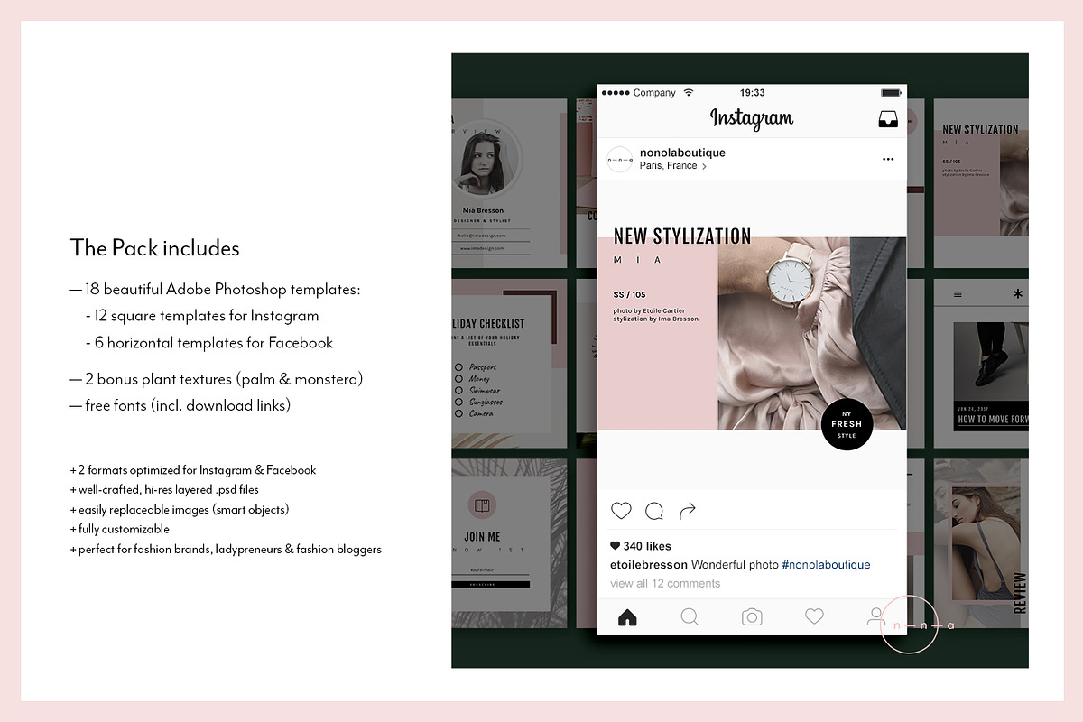 Lifestyle Social Media Kit • Mïa, a Social Media Template by Nonola (Photo 2 of 9)